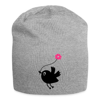 Oiseau de vol cale fleur - Bonnet en jersey - gris chiné - Devant