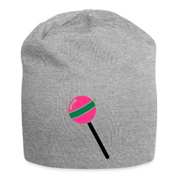 Lutscher, Lolli, Lollipop - Jersey-Beanie - Grau meliert - Vorne