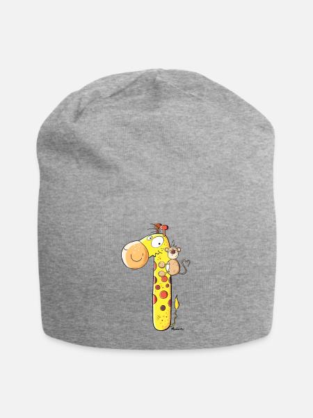Affe auf Giraffe - Jersey-Beanie - Grau meliert