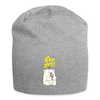 Jolie petite fille / ours de glace - Bonnet en jersey - gris chiné - Devant