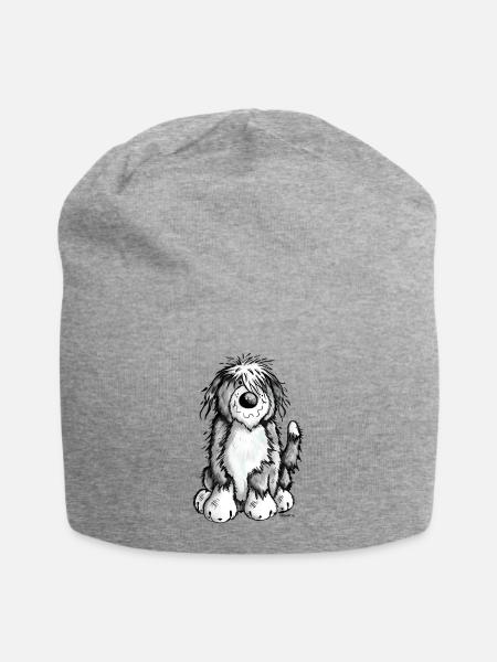 Niedlicher Bearded Collie - Jersey-Beanie - Grau meliert