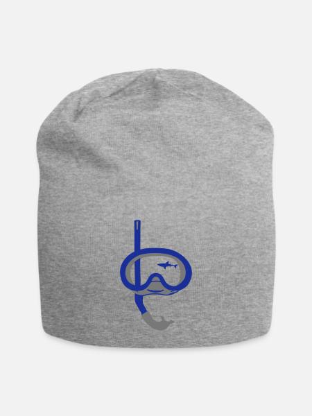 Taucherbrille und Hai - Jersey-Beanie - Grau meliert