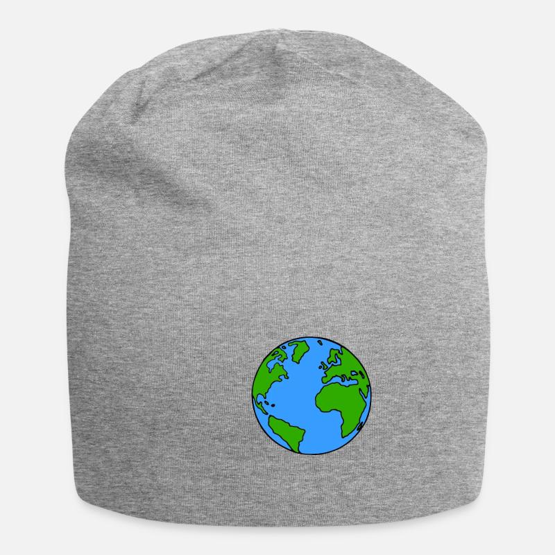 Globe terrestre, globe, dessin animé, idée cadeau - Bonnet en jersey - gris chiné