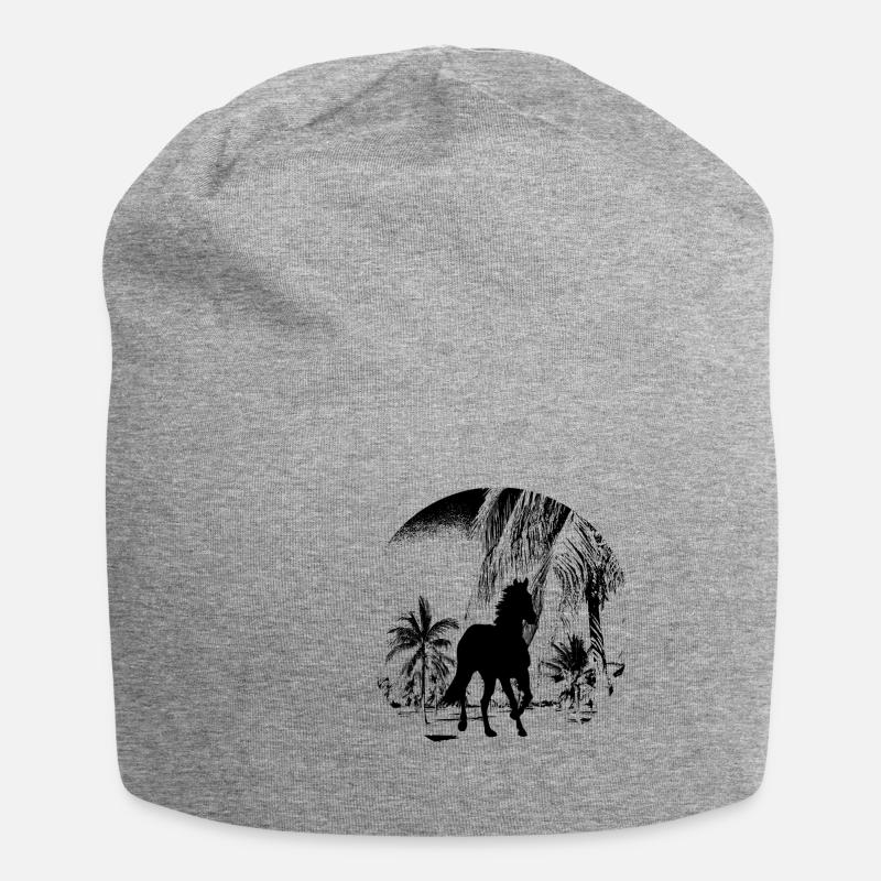 Pferd Pferde Geschenk - Jersey-Beanie - Grau meliert
