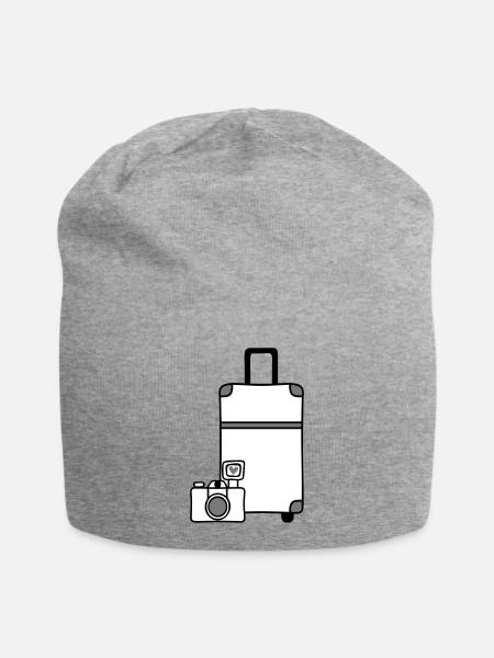 Camera Suitcase Travel Love - Jersey Beanie - heather grey