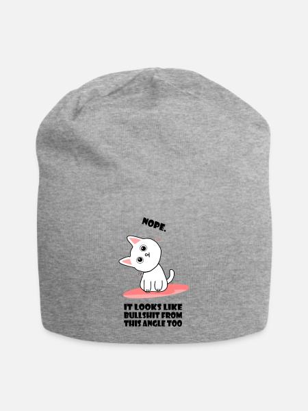Nope Katze mit anderem Blickwinkel Bullshit lustig - Jersey-Beanie - Grau meliert