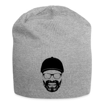 Lustiger Grinsemann Jürgen Cap Brille Bart Zähne - Jersey-Beanie - Grau meliert - Vorne