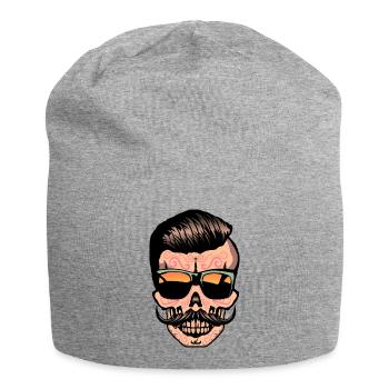 mexikanischen hipster Totenkopf Schnauzbart - Jersey-Beanie - Grau meliert - Vorne
