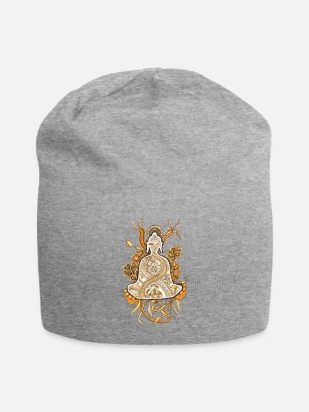Tranzending Buddha meditating hand-drawn - sepia - Jersey-Beanie - Grau meliert