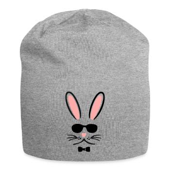 Cool with sunglasses and bow tie as comic - Jersey Beanie - heather grey - Front