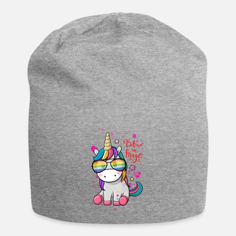 Einhorn - Jersey-Beanie - Grau meliert