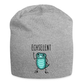 Lustige Dino Echse - Jersey-Beanie - Grau meliert - Vorne