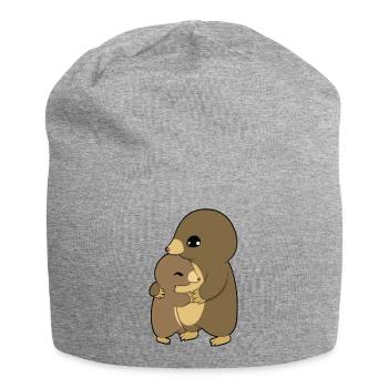 Mole Hugging - Jersey Beanie - heather grey - Front