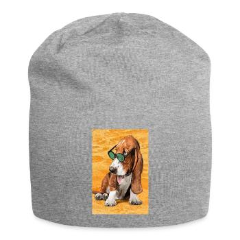 cooles Strand-Basset - Jersey-Beanie - Grau meliert - Vorne