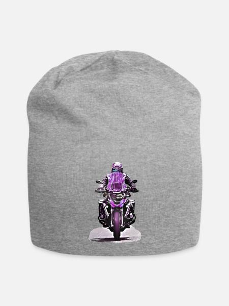 GS Motorradfahrer lila - Jersey-Beanie - Grau meliert