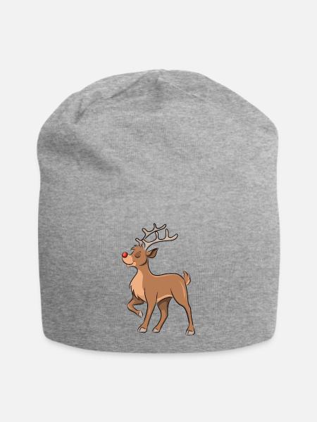 Rentier Rudolph - Jersey-Beanie - Grau meliert