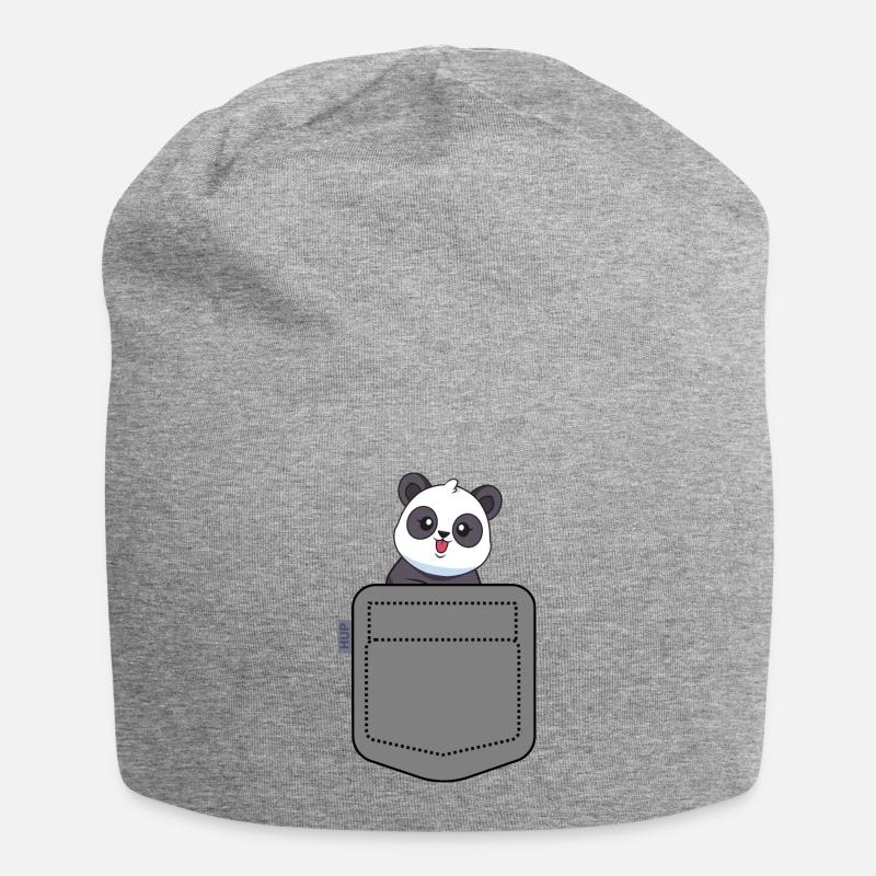 Panda in der Tasche - Jersey-Beanie - Grau meliert