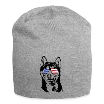 Siberian Husky Amerika Fahne Sonnenbrille Wilsigns - Jersey-Beanie - Grau meliert - Vorne