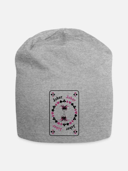 Joker Jolly Clown Girl Card Game Card - Bonnet en jersey - gris chiné
