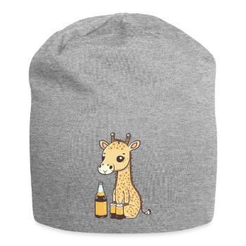 Cute giraffe drinking a bottle of beer - Jersey Beanie - heather grey - Front