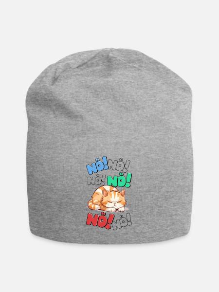 Nö Einfach Nö No Nein Katze Kater Lustig Spruch - Jersey-Beanie - Grau meliert