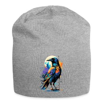 Corbeau noir - Corbeau coloré - Corbeaux et corbeaux - Bonnet en jersey - gris chiné - Devant