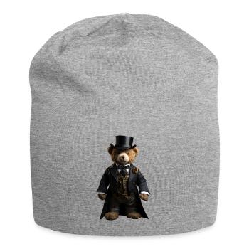 Ours en peluche en queue-de-pie noire - Bonnet en jersey - gris chiné - Devant