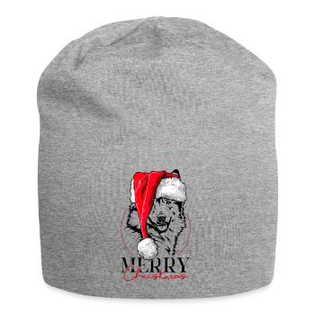 Santa Island Dog Merry Christmas Dog Wilsigns - Jersey Beanie - heather grey - Front