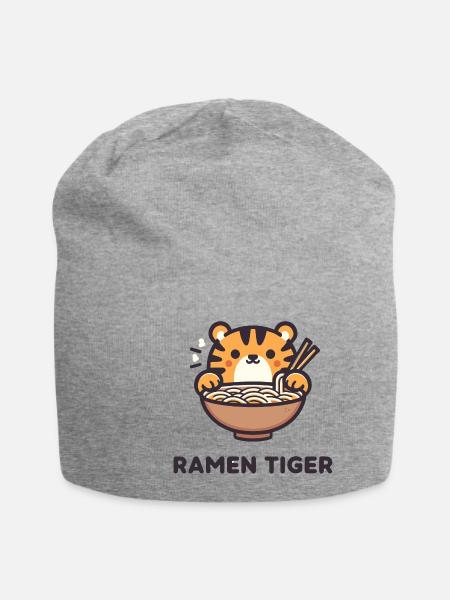Süßer Ramen Tiger - Jersey-Beanie - Grau meliert