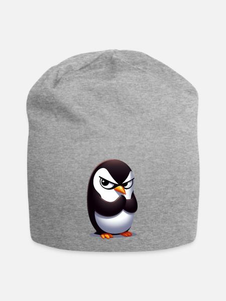 Pinguin Lustige Tiere - Jersey-Beanie - Grau meliert