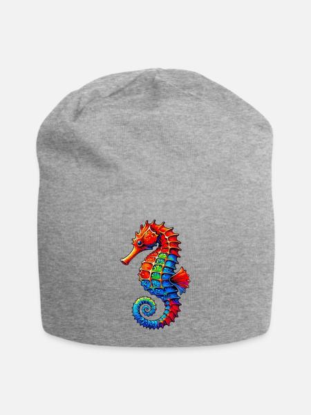 Seepferdchen - Jersey-Beanie - Grau meliert