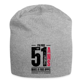 j ai 51 ans / t-shirt 51 ans / idée cadeau 51 ans - Bonnet en jersey - gris chiné - Devant