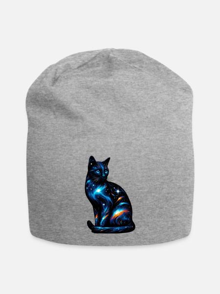 Katze - Jersey-Beanie - Grau meliert