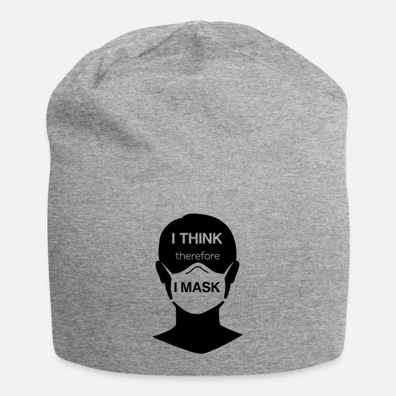 I think therefore I mask - Jersey Beanie - heather grey