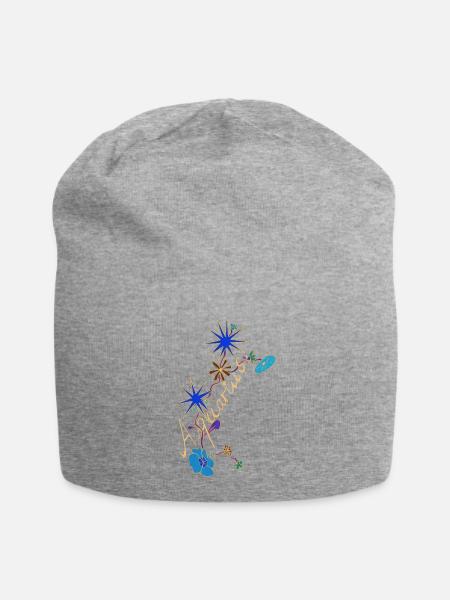Aquarius – Magische Sternzeichen und Blumen - Jersey-Beanie - Grau meliert