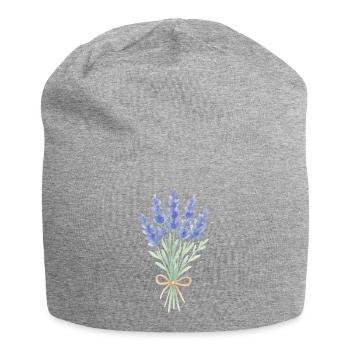 Lavendel Sträußchen - Jersey-Beanie - Grau meliert - Vorne