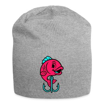 Fisch Angelhaken Comic - Jersey-Beanie - Grau meliert - Vorne