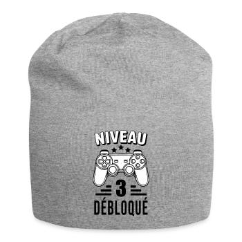Niveau 3 Débloqué – Cadeau Anniversaire Gamer - Bonnet en jersey - gris chiné - Devant
