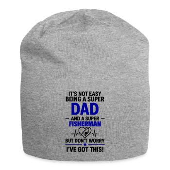 Heart + Fishing – Super Papa Angler - Jersey Beanie - heather grey - Front
