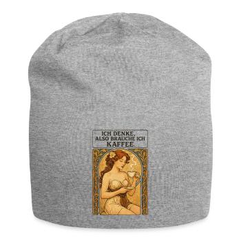 Pin-up woman with coffee in Art Nouveau style - Jersey Beanie - heather grey - Front