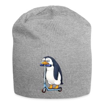 Süßer Pinguin Roller Scooter Einsam Langeweile - Jersey-Beanie - Grau meliert - Vorne