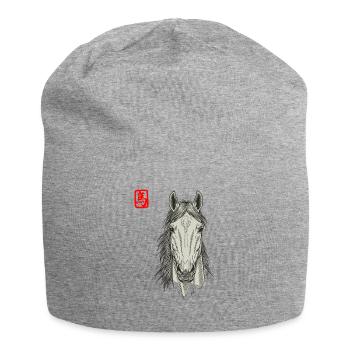Pferd Asiatisch - Jersey-Beanie - Grau meliert - Vorne