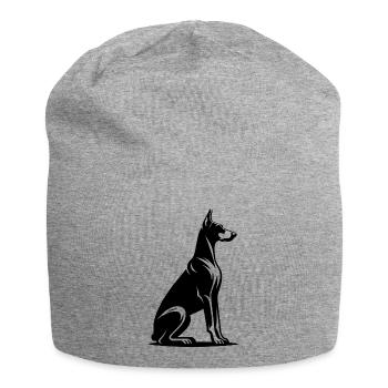 Treuer Dobermann Wachhund Silhouette - Jersey-Beanie - Grau meliert - Vorne