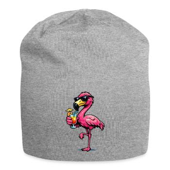 Flamingo cocktail with sunglasses - Jersey Beanie - heather grey - Front