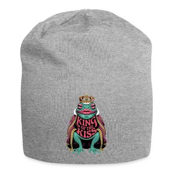 Roi du Baiser, Grenouille drôle, Prince Baiser Dire - Bonnet en jersey - gris chiné - Devant
