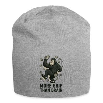 More Grip Than Brain – Gorilla bouldering - Jersey Beanie - heather grey - Front