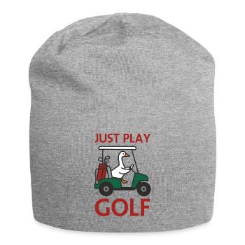 Gans im Golfwagen – Spiel einfach Golf - Jersey-Beanie - Grau meliert - Vorne