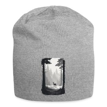 Minimalist deer in cloud forest - Jersey Beanie - heather grey - Front