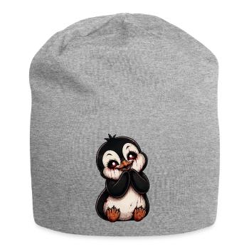 Dessin animé Penguin mignon Halloween Horreur - Bonnet en jersey - gris chiné - Devant