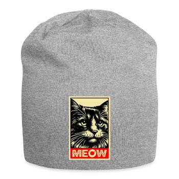 Meow Cat Retro Poster Cats Gift - Jersey Beanie - heather grey - Front